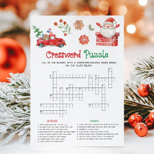 Santa Christmas Crossword Puzzle Game Holiday Card