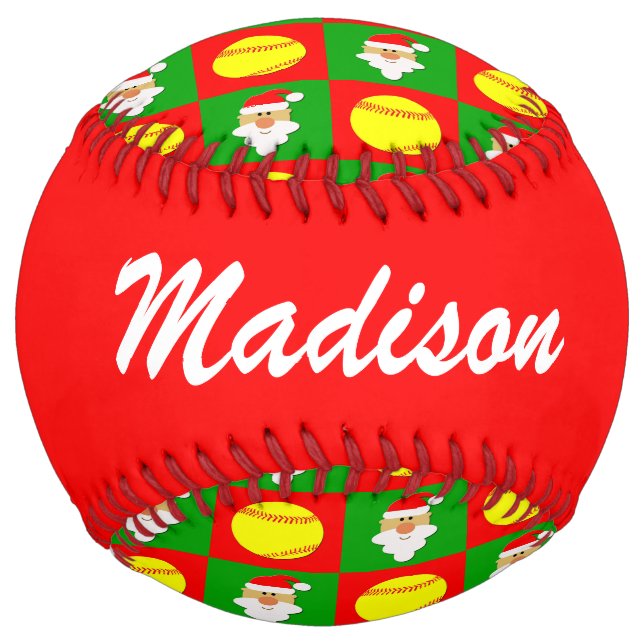 Santa Christmas Custom Player Name/Number/Position Softball (Front)