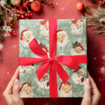 Santa Christmas Decoupage Vintage Damask Wrapping Paper<br><div class="desc">This design may be personalised by choosing the customise further option. You may also transfer onto other items. Contact me at colorflowcreations@gmail.com or use the chat option at the top of the page if you wish to have this design on another product or need assistance. See more of my designs...</div>