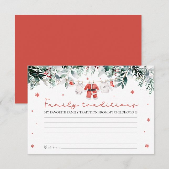Santa Christmas Family Tradition Baby Shower Game Enclosure Card (Front/Back)