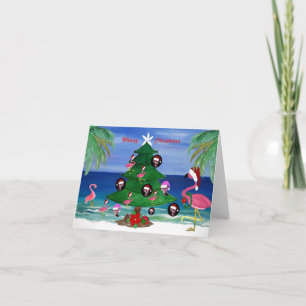Santa Christmas flamingos cards