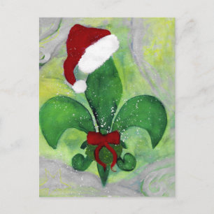 Santa Christmas Fleur de lis Holiday Card