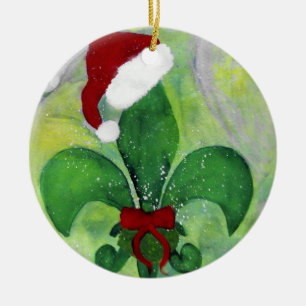 Santa Christmas Fleur de lis ornament