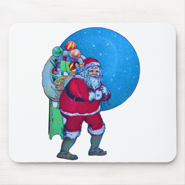 SANTA,CHRISTMAS GIFT SACK AND TOYS IN STARRY SKY   MOUSE PAD (Front)