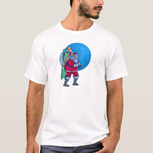 SANTA,CHRISTMAS GIFT SACK AND TOYS IN STARRY SKY   T-Shirt