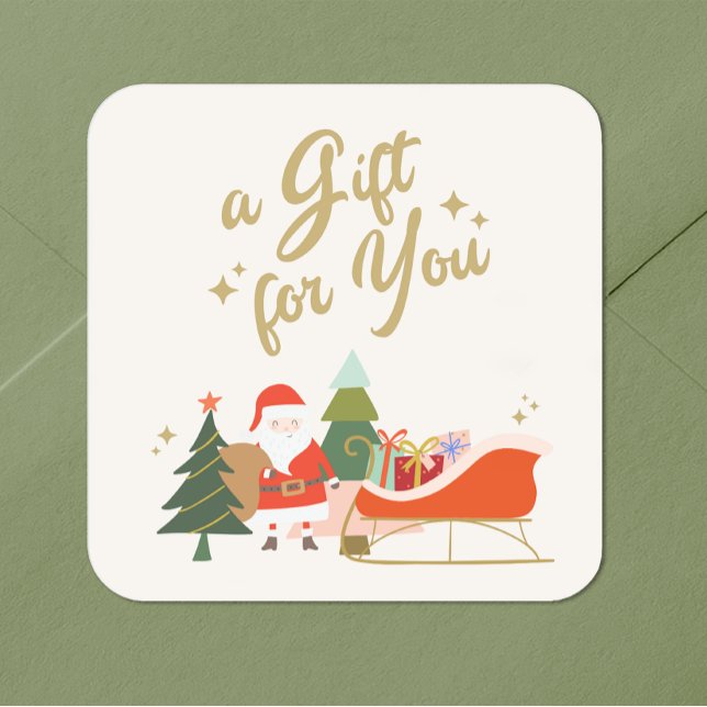 Santa Christmas Gift Square Sticker (Creator Uploaded)