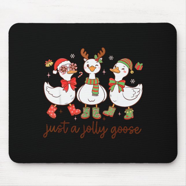 Santa Christmas Goose Just A Jolly Goose Kids Boys Mouse Pad (Front)