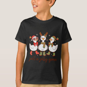 Santa Christmas Goose Just A Jolly Goose Kids Boys T-Shirt