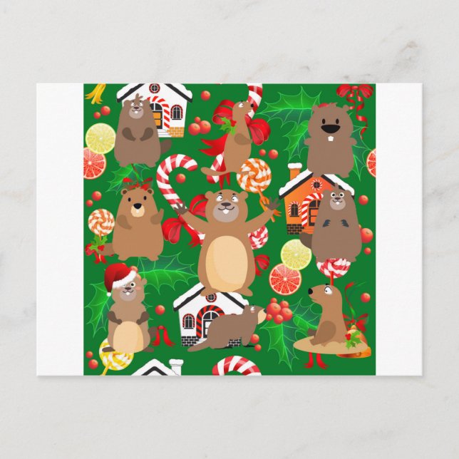 Santa christmas gopher holiday postcard (Front)