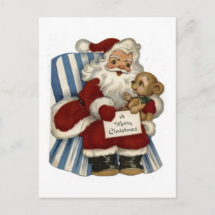 Santa Christmas HO Merry Joy Peace Seasons Jolly Holiday Postcard