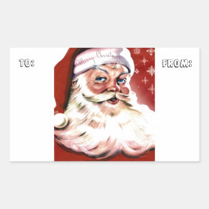 Santa Christmas HO Merry Joy Peace Seasons Jolly Rectangular Sticker
