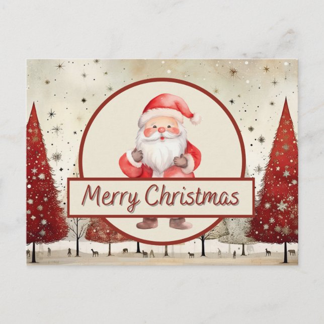 Santa, Christmas, Holiday Postcard (Front)