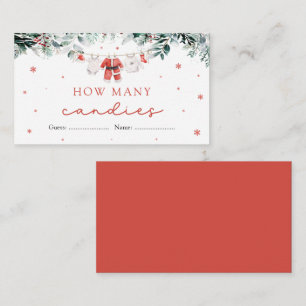 Santa Christmas How Many Candies Baby Shower Game Enclosure Card
