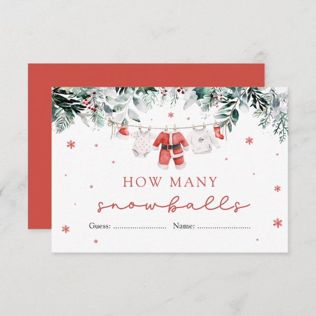 Santa Christmas How Many Snowballs Baby Shower Enclosure Card (Front/Back)