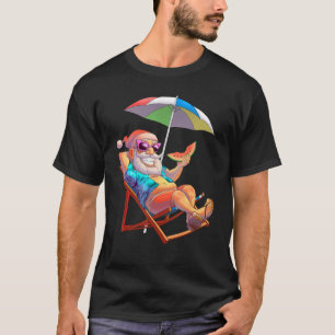 Santa Christmas In July Hawaiian Xmas Tropical Sum T-Shirt