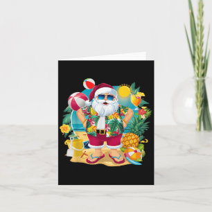 Santa Christmas In July On Beach Hawaiian Summer V Card