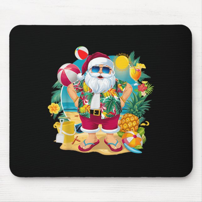 Santa Christmas In July On Beach Hawaiian Summer V Mouse Pad (Front)