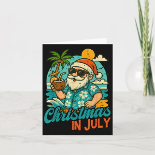 Santa Christmas In July Palm Tree Xmas Summer Beac Card