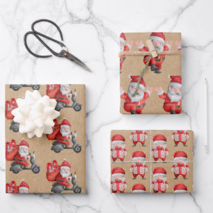 Santa Christmas Kraft Wrapping Paper Sheets