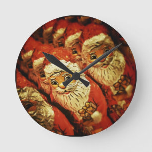 Santa Christmas Merry Joy Peace Seasons Jolly Round Clock