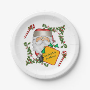 Santa Christmas Message Paper Plate