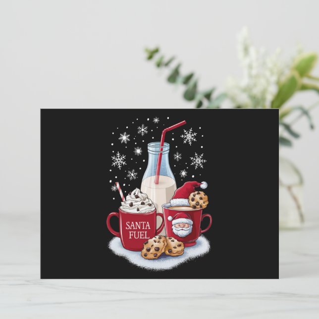 Santa Christmas Milk and Cookies Latte Family Xmas Holiday Card (Standing Front)