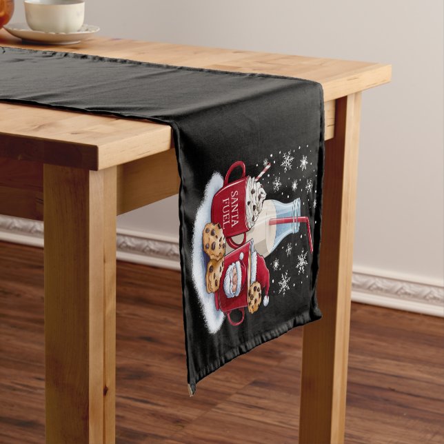 Santa Christmas Milk and Cookies Latte Family Xmas Short Table Runner (In Situ)