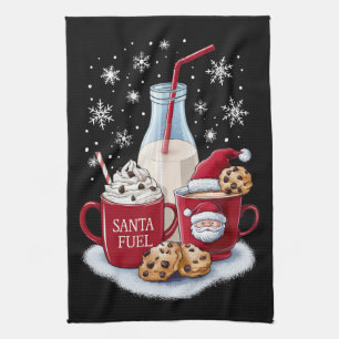 Santa Christmas Milk and Cookies Latte Family Xmas Tea Towel