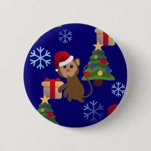 santa christmas monkey emoji 6 cm round badge