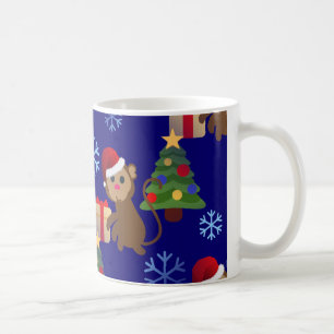 santa christmas monkey emoji coffee mug