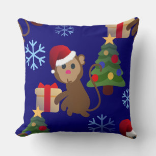 santa christmas monkey emoji cushion