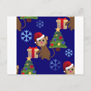 santa christmas monkey emoji holiday postcard
