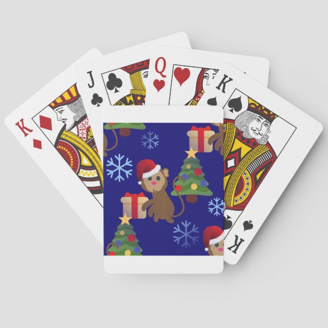 santa christmas monkey emoji playing cards (Back)