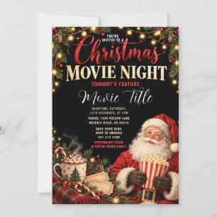 Santa Christmas Movie Cocoa Night String Lights Invitation