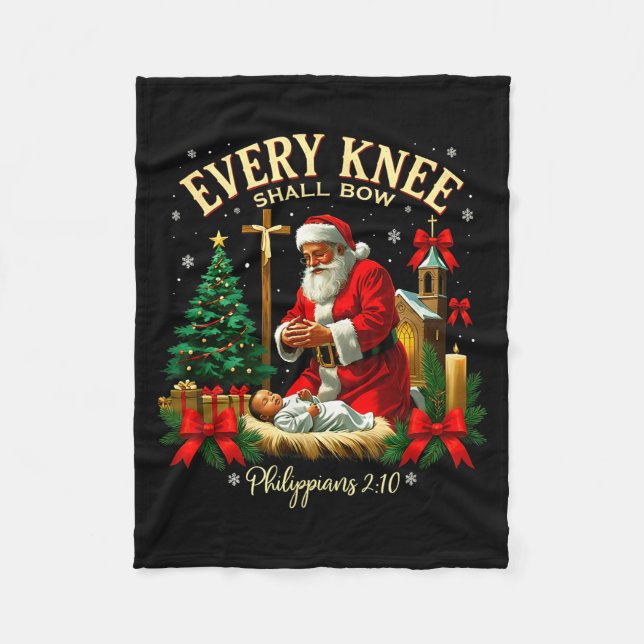Santa Christmas Nativity Scene Xmas Every Knee Sha Fleece Blanket (Front)
