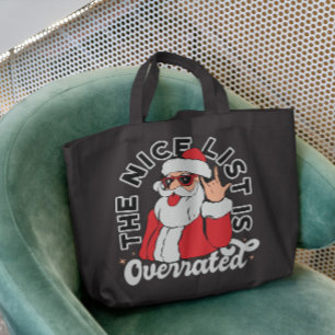 Santa Christmas Nice List Tote Bag