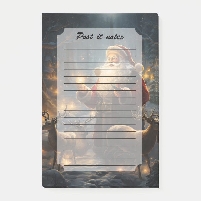 Santa Christmas Night Snowy Forest Post-it Notes (Front)