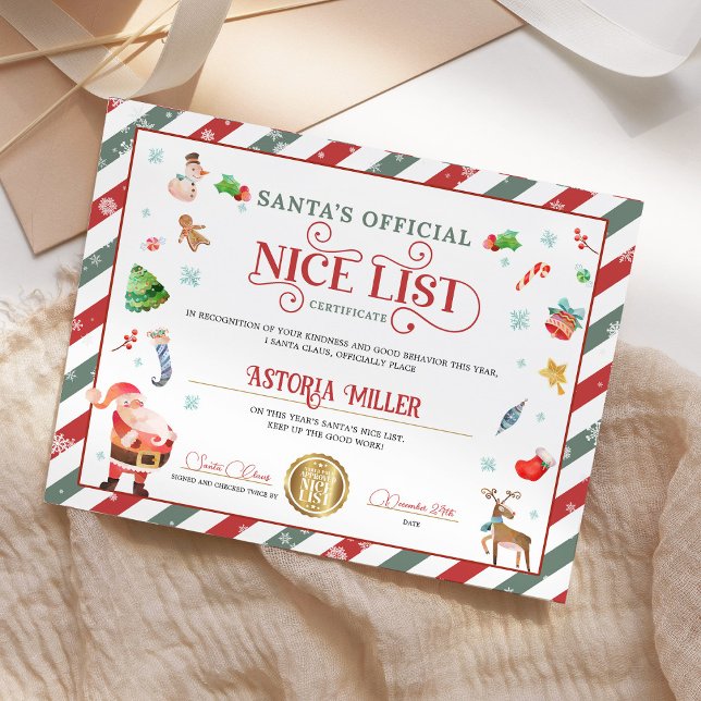 Santa Christmas Official Nice List Certificate (Creator Uploaded)
