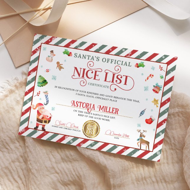 Santa Christmas Official Nice List Certificate Invitation (Creator Uploaded)