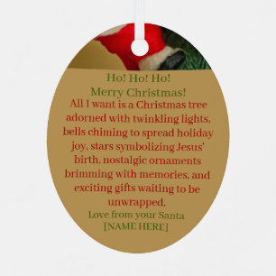 Santa Christmas Ornament with Personalised Wish