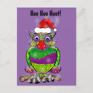 Santa Christmas Owl Hoot Holiday Postcard