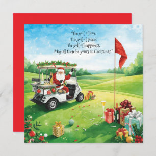 Santa Christmas party on the golf course Holiday Card