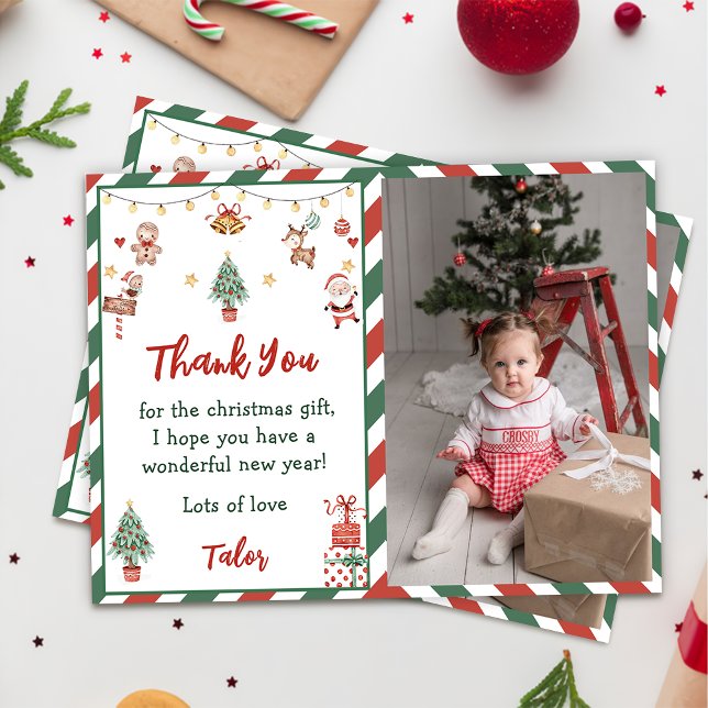 Santa Christmas Party Photo Thank You Card (Creator Uploaded)
