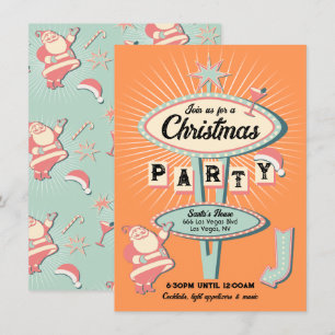 Santa Christmas Party Sign Mod Retro Invitation