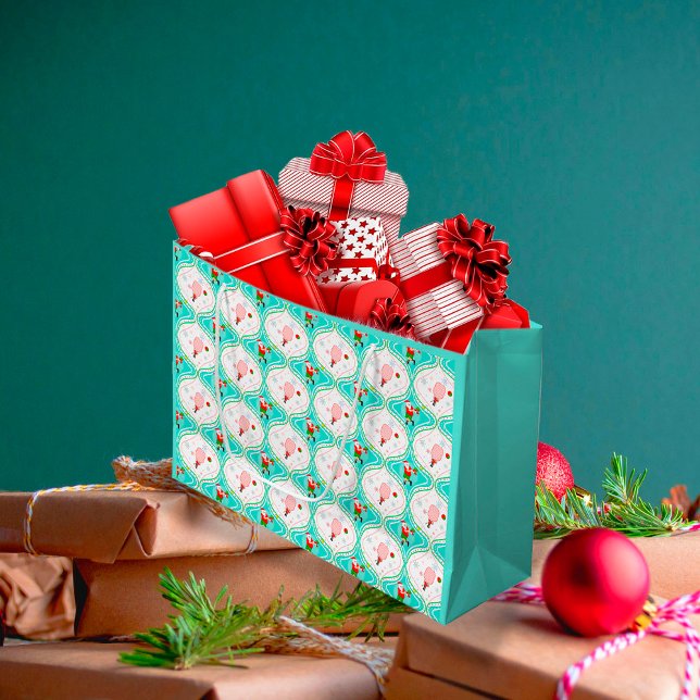 Santa Christmas Pickleball Ogee Pattern  Large Gift Bag (Creator Uploaded)
