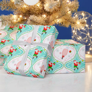Santa Christmas Pickleball Ogee Pattern Wrapping P Wrapping Paper