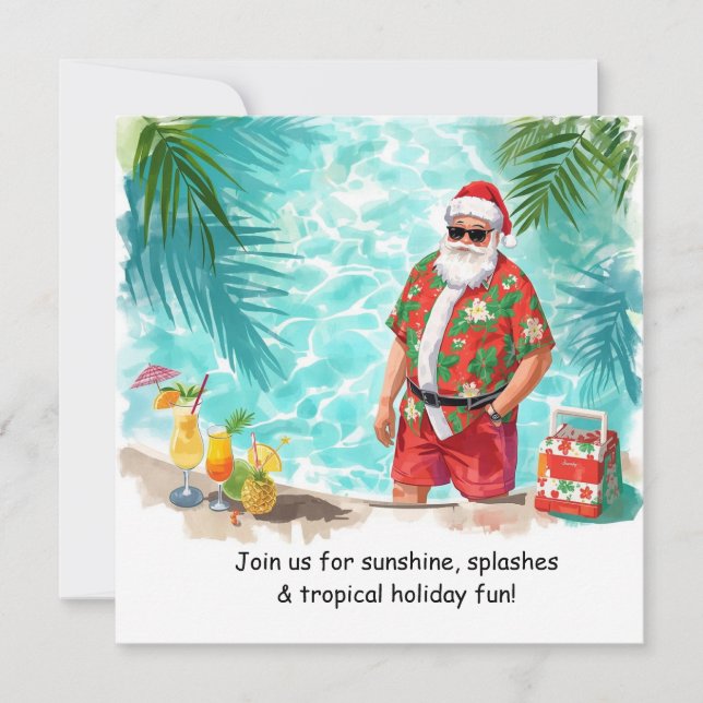 Santa Christmas Pool Party Invitation  (Front)