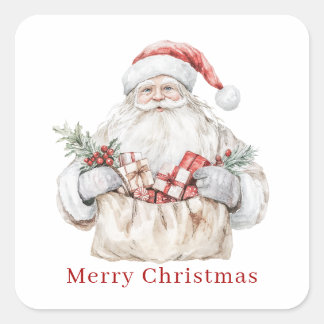 Santa Christmas Presents Square Sticker