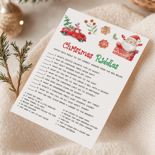 Santa Christmas Riddles Game Holiday Card (Christmas Party Games)