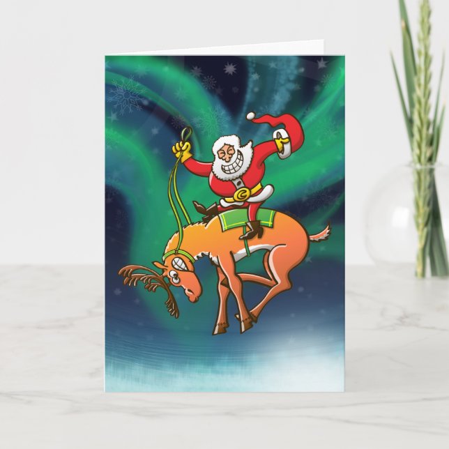 Santa Christmas Rodeo Holiday Card (Front)
